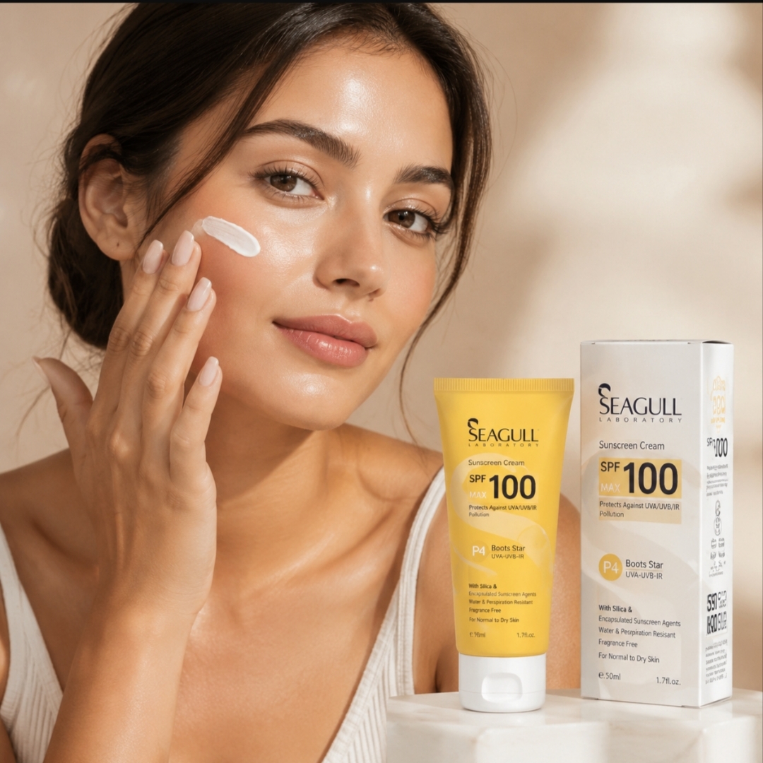 ضد آفتاب بی رنگ سی گل spf 100 مقاوم در برابر تعریق مناسب اطراف چشم