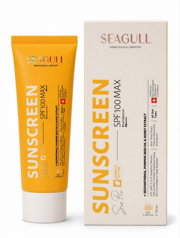 ضد آفتاب بی رنگ سی گل spf 100 حاوی عصاره آلوئهورا عصاره بابونه شیباتر