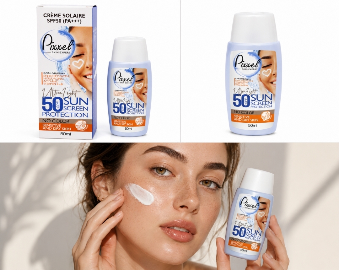 ضد آفتاب بی رنگ پیکسل مناسب پوست خشک و حساس spf50