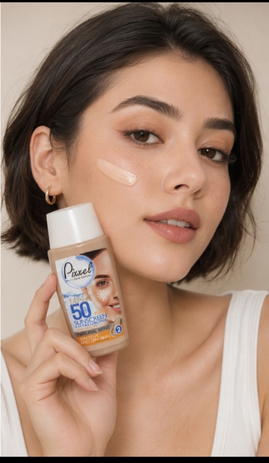 ضد آفتاب رنگی پیکسل نچرال بژ spf 50 مناسب پوست خشک و حساس
