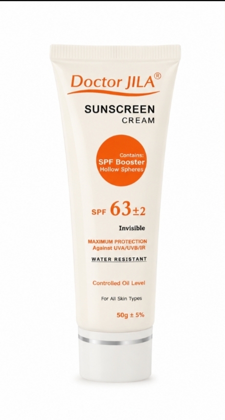 کرم ضد آفتاب بی رنگ دکتر ژیلا spf 63 مناسب انواع پوست