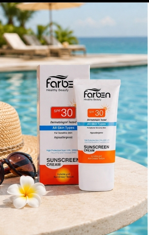 کرم ضد آفتاب فاربن SPF30 بیرنگ مناسب انواع پوست حجم 50 میلیلیتر
