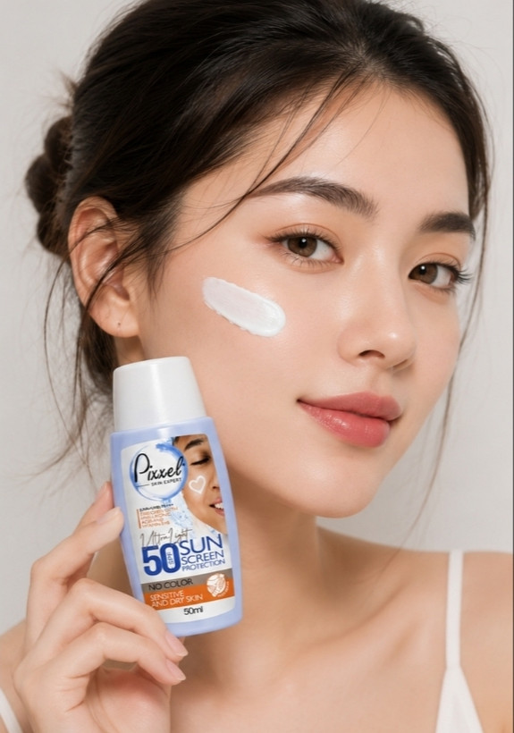 ضد آفتاب بی رنگ پیکسل مناسب پوست خشک و حساس spf 50