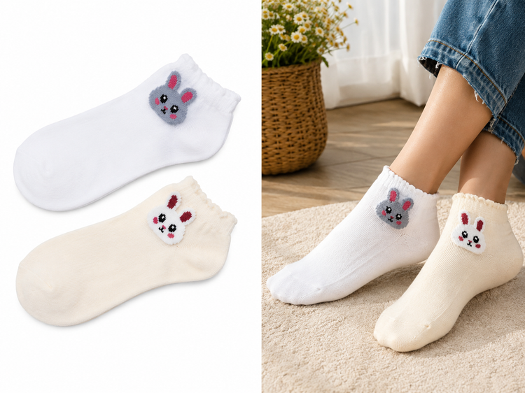 جوراب مچی دخترانه و زنانه طرح خرگوش جنس پنبه ای ضد حساسیت